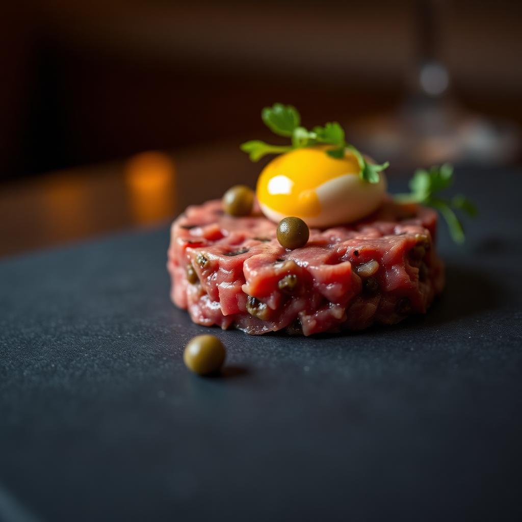 Tartare de bœuf coupé au couteau